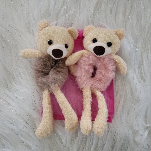 Set of 2 Plush Bear Scrunchies - Picture 1 of 5